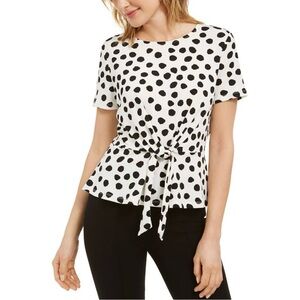 Talbots Peplum Tie Front Polka Dot Top